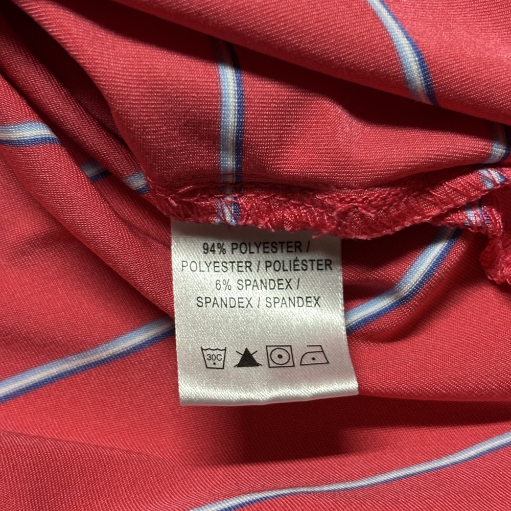 Fairway & Greene FG Tech Golf Polo Shirt Men's XL Bonita Bay Club Coral Striped - Picture 6 of 9